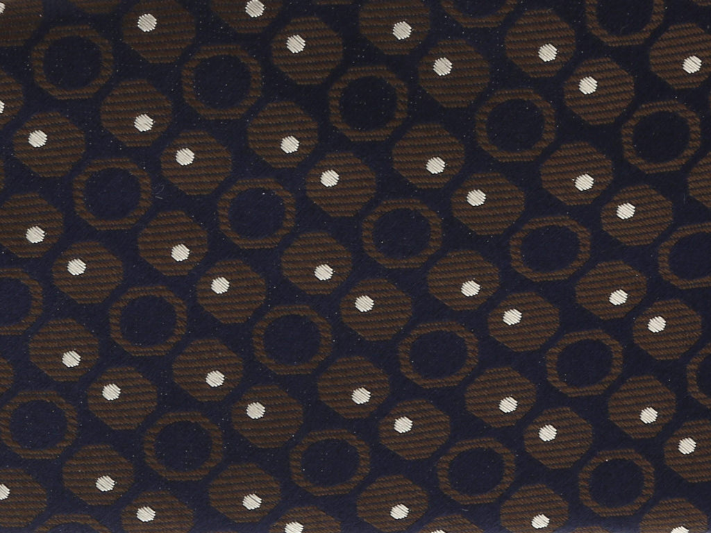 Canali Brown/Navy Blue Pure Silk Geometric Dot Pattern Tie- Blade Width 3in