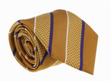 Canali Gold/Blue Pure Silk Traditional Stripe Tie- Blade Width 3in