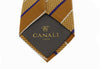 Canali Gold/Blue Pure Silk Traditional Stripe Tie- Blade Width 3in