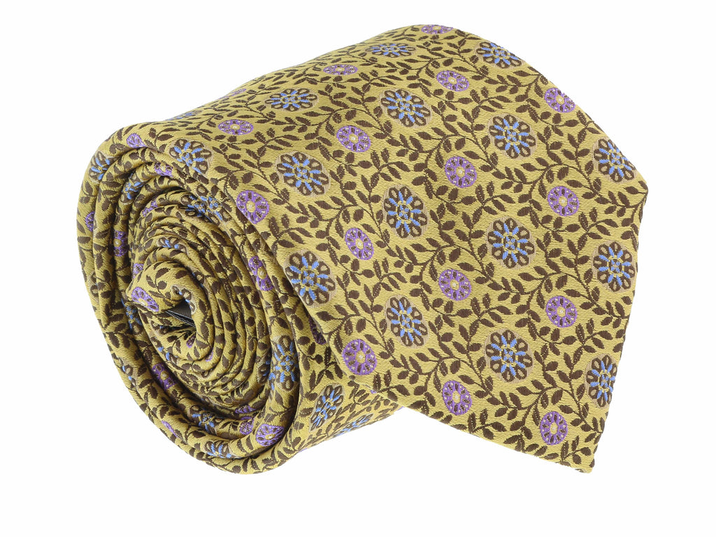 Canali Gold Pure Silk Mosaic Tile Pattern Tie- Blade Width 3in