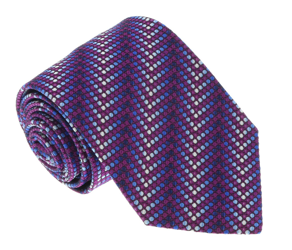 Missoni U5304 Purple/Silver Chevron 100% Silk Tie