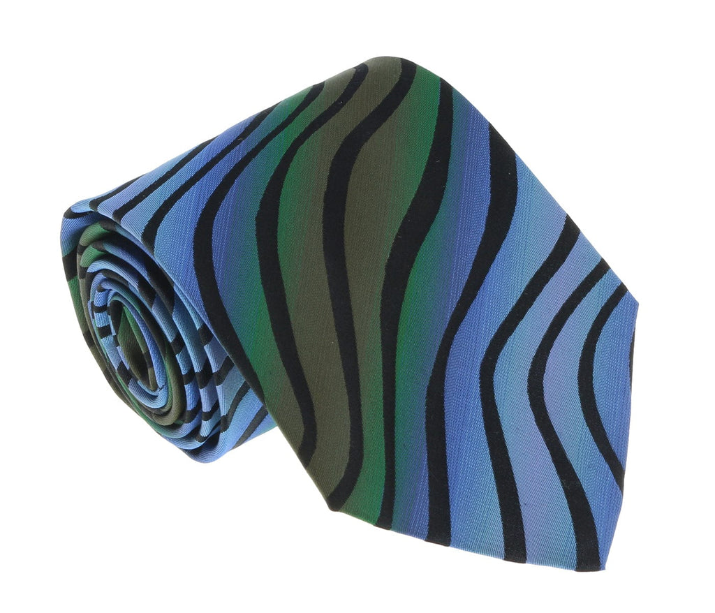 Missoni U0814 Blue/Green Bengal Stripe 100% Silk Tie
