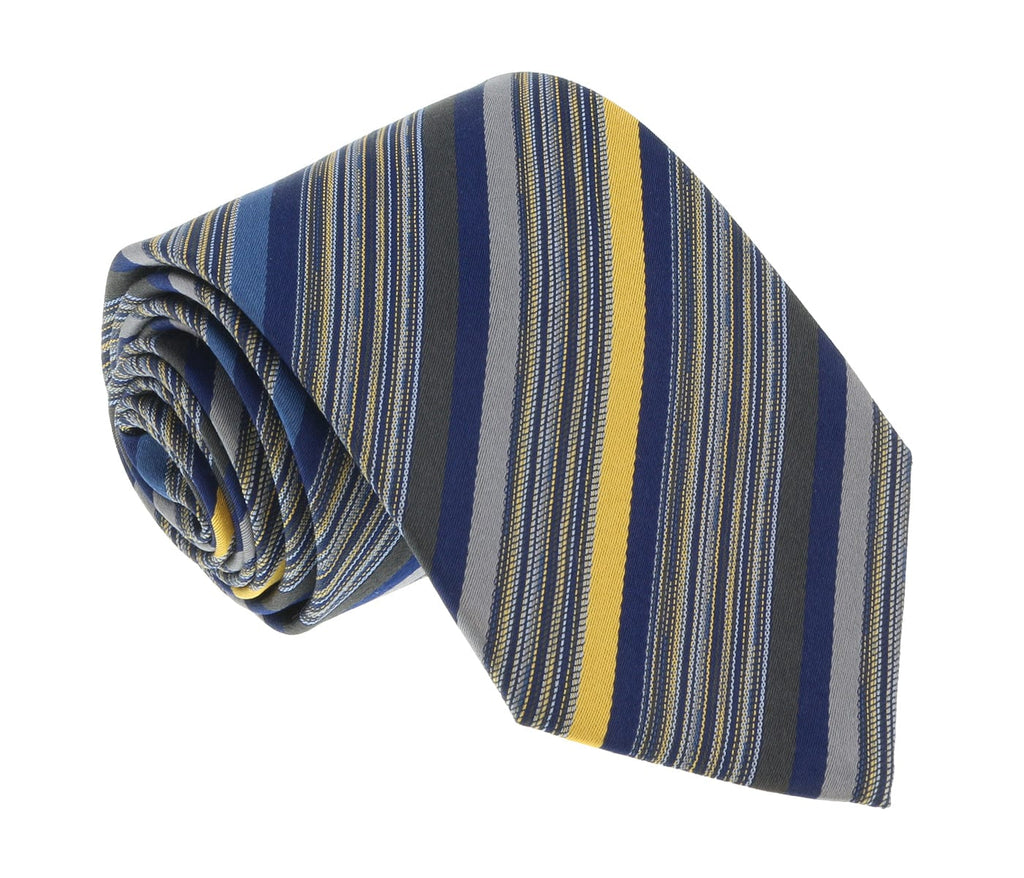 Missoni U5052 Silver/Blue Bar Code 100% Silk Tie