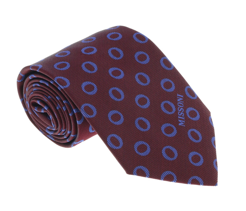 Missoni U5637 Maroon/Blue Geometric 100% Silk Tie