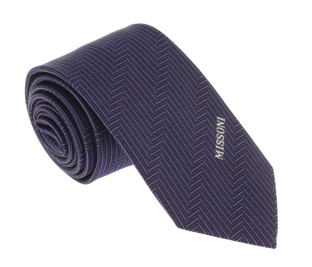 Missoni U5636 Purple Chevron 100% Silk Tie
