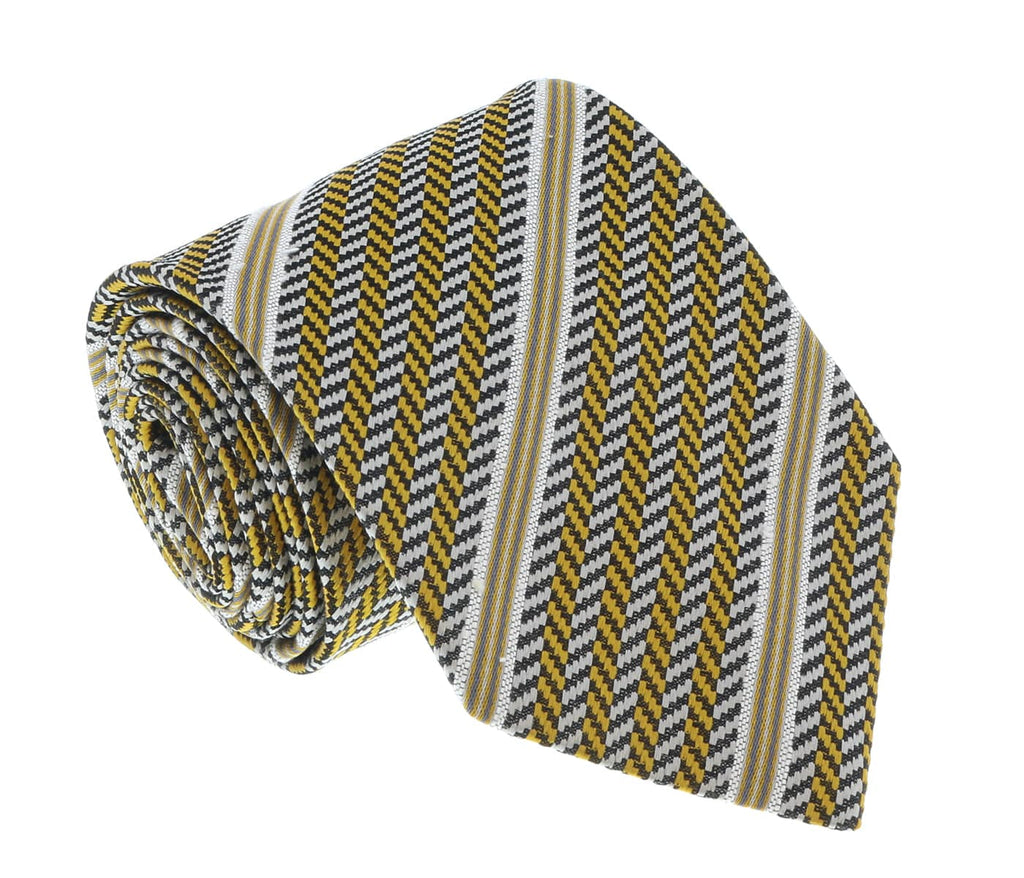 Missoni U4530 Gold/Silver Regimental 100% Silk Tie