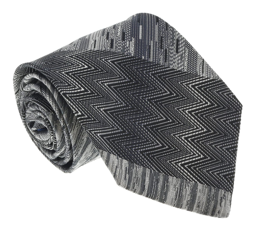 Missoni U0836 Silver/Black Chevron 100% Silk Tie