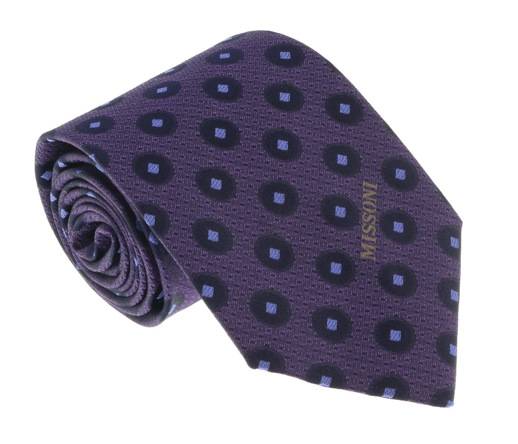 Missoni U5027 Purple/Blue Geometric 100% Silk Tie