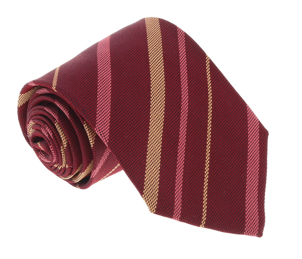 Missoni U4058 Red/Pink Regimental 100% Silk Tie