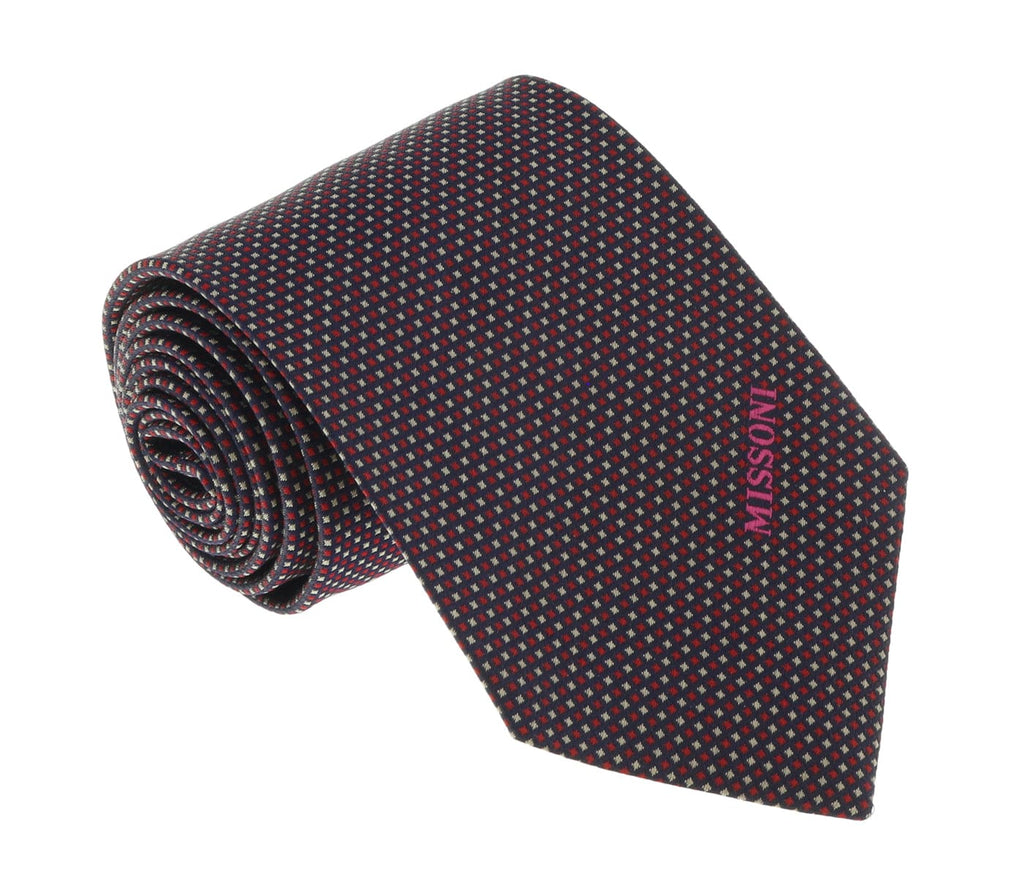 Missoni U5032 Red/Black Shepherd's Check 100% Silk Tie