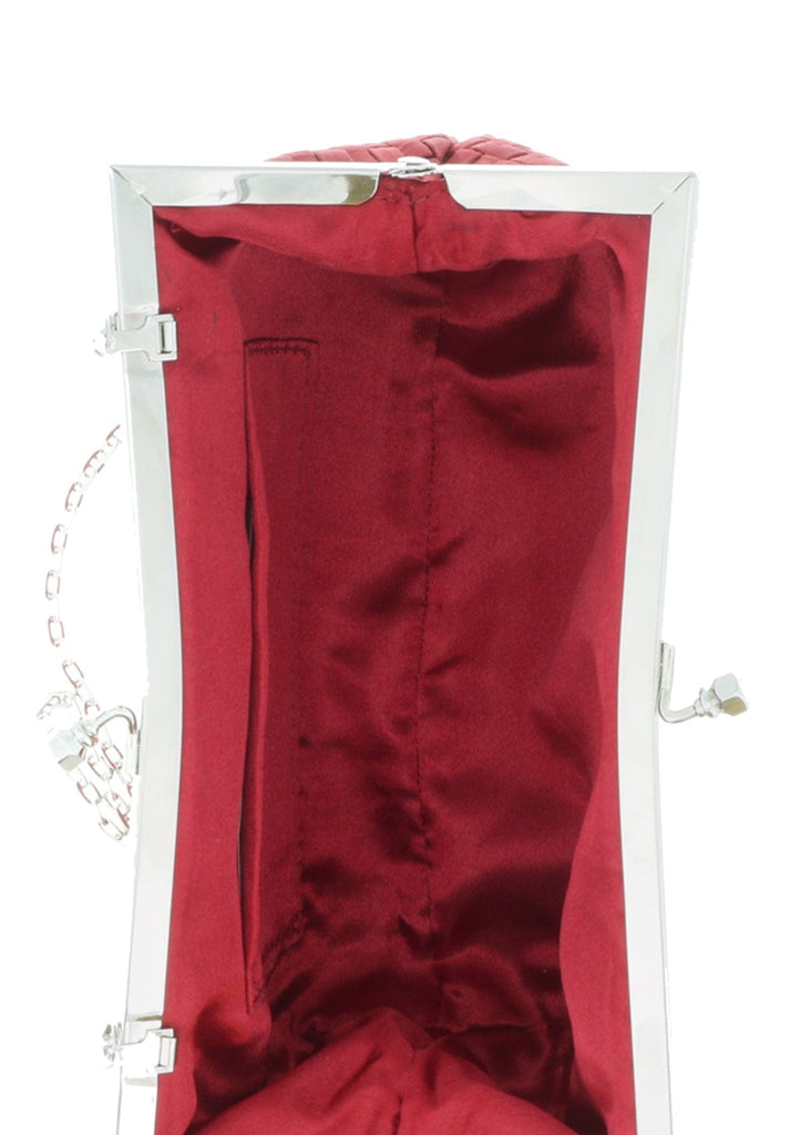 Scheilan  Red Fabric Weave Knot Clutch/Shoulder Bag