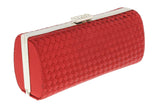 Scheilan  Red Fabric Weave Box Clutch/Shoulder Bag