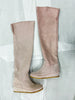 Daniela Fargion Pink Suede Knee High Wedge Boots - 10