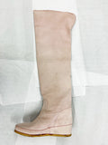 Daniela Fargion Pink Suede Knee High Wedge Boots - 10