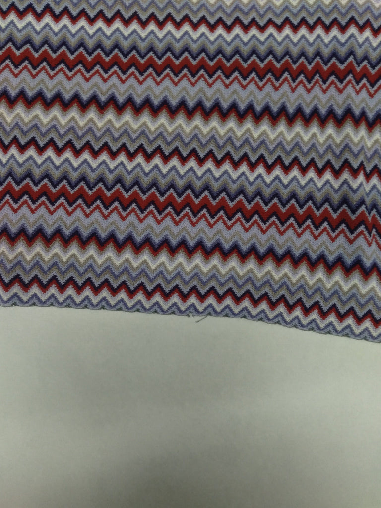 Missoni D4907 Lavender Red Wool Blend Crochet Knit Zigzag Scarf