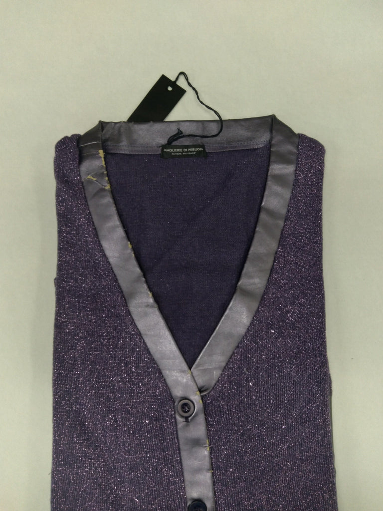 Maglierie Di Perugia V-Neck Purple Lurex Cardigan